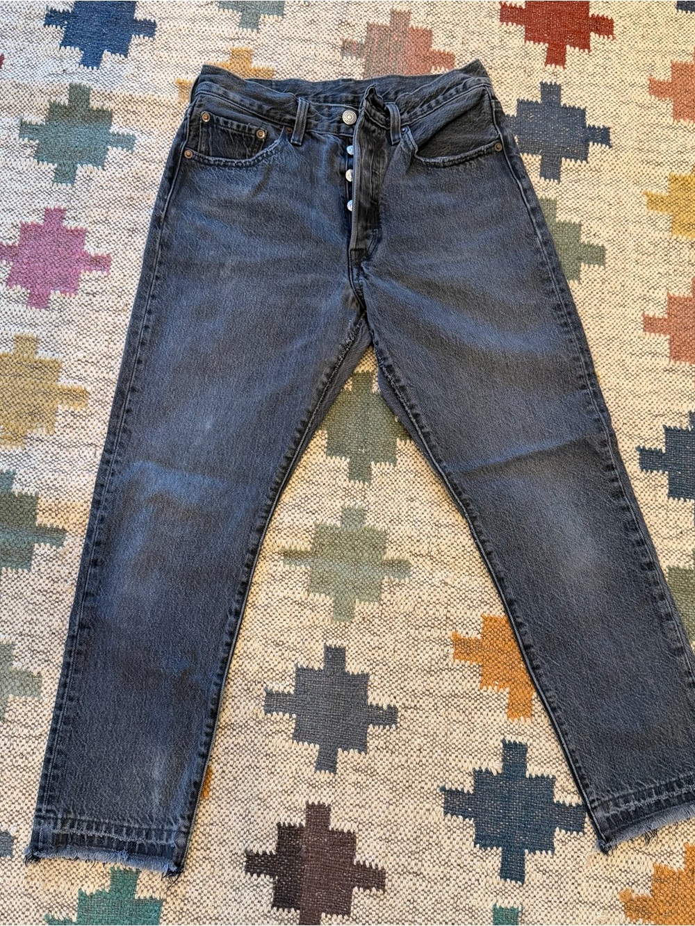 Levi's Black Wash Straight Leg Jeans with Button Fly